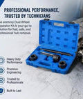 Heavy Duty Dual Wheel Separator Tool For Stuck Hub Removal Kit in blue case with components for trucks and buses.