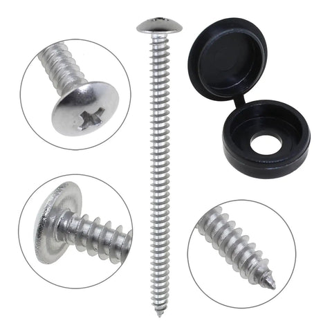 Heavy Duty 3 Inch Shutter Screws With Black Vinyl Caps Bulk Pack Of 24 Stainless Steel Fasteners showing screw and cap details.