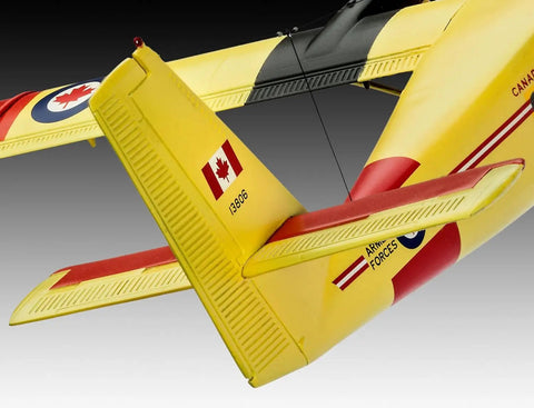 DHC 6 Twin Otter Model Kit Non Riding Toy Aircraft In Multi Color Finish Dope Easy Build Collectible Scale Model for Airplane Hobbyists Polish Made Release 2020, close-up of tail section with Canadian Air Forces insignia.