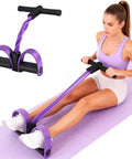 Six Tube Resistance Band Set For Full Body Toning And Fat Burn With Natural Latex Elastic Bands in use by woman on yoga mat