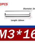 Pro Grade 304 Stainless Steel Dowel Pin 50 Piece Set For Precision Alignment In Molds, Machines, Fixtures And DIY Woodworking Projects 3x16 Inch Pins For Tight Fit And Long Lasting Strength, showing dimensions and quantity in close-up view