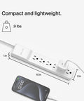 Six Outlet Surge Protector Power Strip With Flat Rotating Plug And Six Foot Cord For Your Home Office Setup, 1080 Joules, White
