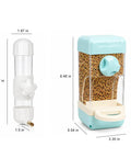 Top Tier Bird Water And Food Dispenser Set With Snap On Magnetic Tray And Drip Free Design For Parakeets Cockatiels And Lovebirds showing dimensions.