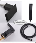 Roman Tub Faucet Deck Mount Waterfall Tub Faucet Matte Black With Hand Shower Sprayer Three Hole Set product details