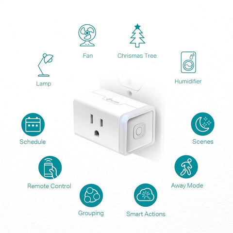 Smart Wi Fi Plug Outlet Pack of 2, Works With Alexa and Google Assistant, UL certified, remote control features displayed