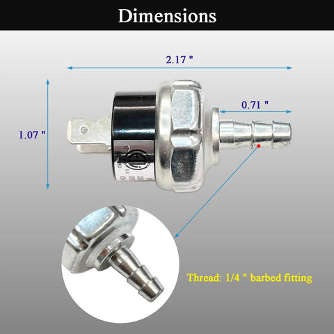 Dimensions of Easy Install Air Compressor Pressure Switch 180 to 225 PSI Replacement for 110 120 240 Volt AC or 12 24 Volt DC