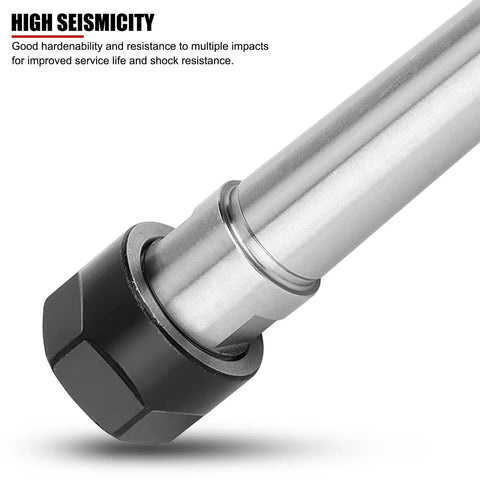 Side view of MTB1 ER11 M6 Morse Taper Collet Chuck Holder; shows metal body and collet grip; for CNC lathe parts and precision machining.