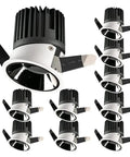 Smooth Operator Ten Pack Round Led Recessed Lights Ultra Thin Anti Glare Ceiling Spotlights Warm White 3000K Retrofit Downlight High Cri Aluminum Housing Home Glow Up in a group view.