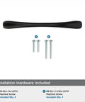 Vaile Matte Black Cabinet Pull 3-3/4 Inch Center to Center, 4-13/16 Inch Overall Length with installation screws included