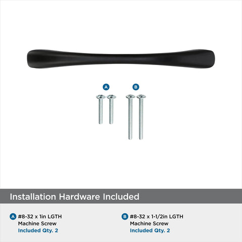 Vaile Matte Black Cabinet Pull 3-3/4 Inch Center to Center, 4-13/16 Inch Overall Length with installation screws included