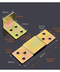 Built Like A Tank Bed Hinges Plug In Hardware Set dimensions 90x30mm, yellow zinc coated steel, ideal for secure beam connector fitment.