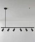 Globe Electric 64000123 55" 6-Light Adjustable Height Track Light, Matte Black, Pivoting Heads, Ceiling Light Fixture