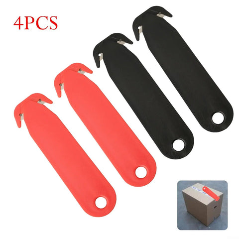4 Pack Retractable Blade Box Cutters With Stainless Steel Safety Blades Double Edged Utility Knives For Cutting Paper Film And Packages Lightweight Portable And Easy To Carry In Black And White, 4pcs shown