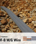 14 2 UF W G Underground Feeder Cable Gray 100 Ft Direct Burial Outdoor Lighting Wire on rocky surface with wire cross-section view