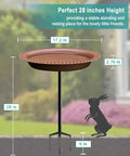 Extra Large Freestanding Bird Bath With Oval Chocolate Basin Detachable Decor Spa Metal Stake Stand And Bird Feeder