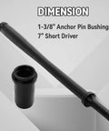 Heavy Duty Pneumatic Bushing Drive Tool For Removing And Installing 1-3/8 Inch Bushings 11-1/2 Inch Long Compact Auto Repair Replacement Tool For Tight Spaces Quick Setup Premium Performance - Image of black tool dimensions 1-3/8 inch anchor pin bushing