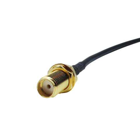 Close-up of the SMA female connector on an 18 Foot SMA Extension Cable With SMA Male To Female Connector For SDR Radios, Security Cameras, GPS.