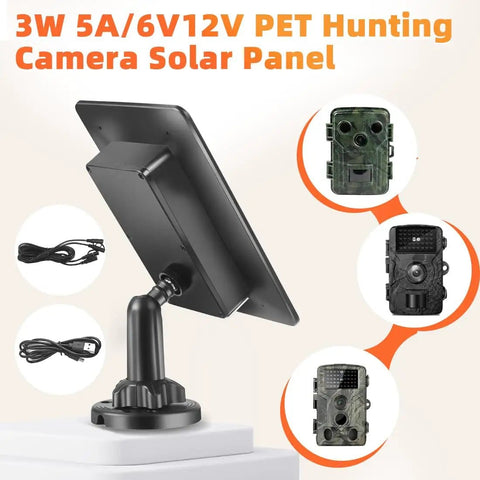 3W Solar Panel Kit With Built In 5000mAh Battery For Trail Cameras IP66 Waterproof Hunting Game Cam Power Supply