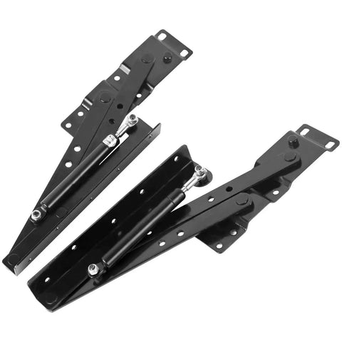 Heavy Duty Two Piece Lift Up Coffee Table Mechanism With Smooth Gas Spring Hinge Support Bracket, black metal design.