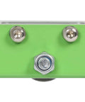 Close-up of Pro Grade Green V Shaped Hand Sheet Metal Bender with visible bolts and metal elements for roofing panel bending.