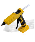 100W Cordless Hot Glue Gun Works With 20V Max Battery Tool Only High Temp Glue Gun With Fast Preheat 3 To 5 Minutes Includes 20 Full Size Glue Sticks Great For Arts Crafts DIY Festival Decor School Home Repair, yellow and black design, stack of glue sticks