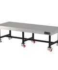 No Nonsense Welding Fixture Table With Precision Laser Cut Grid And Locking Swivel Casters 120 By 48 Inch mobile steel workbench with wheels.