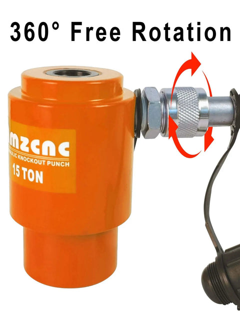 Heavy Duty 15 Ton Hydraulic Punch Driver Kit showing 360-degree rotation feature