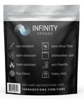 Infinity Sponge Odor Resistant And Heat Resistant Silver Fiber Kitchen Cleaning Tool packaging with features listed