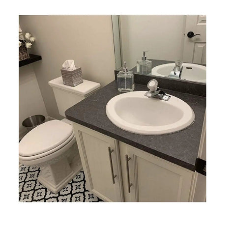 Bathroom sink with soapstone look peel and stick countertop wrap self adhesive cover 36 x 72 inches waterproof laminate sheet