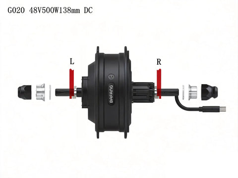Exploded view of Beefy 48V 500W Rear Hub Ebike Conversion Kit With Brushless Geared Motor, showing internal components.