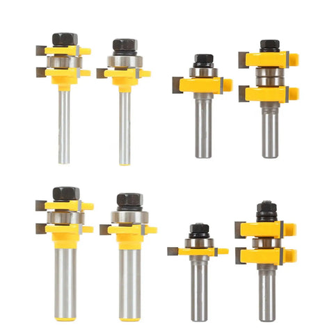 Top Tier 2Pc Tongue And Groove Router Bit Set For Pro Woodworkers To Craft Smooth Seamless Joints In Hardwood Plywood And Veneer Projects Like A Boss With Easy Setup, displayed in a set arrangement.