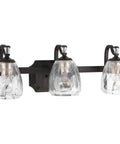 Anjoux Collection 3-Light Clear Water Glass Luxe Bath Vanity Light Antique Bronze Modern Bathroom Lighting Fixture