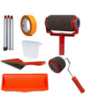 Cut The Grind And Skip The Tape With This Seamless Paint Roller And Flocked Wall Edger For Fast Mess Free Coating Save Bucks And Nail Pro Look On Any Surface Real Quick Deal, featuring rollers, tray, and tools.