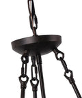 Close-up of mounting hardware for Round Wood And Metal Chandelier With Three Lights Dope Modern Farmhouse Pendant Lighting.
