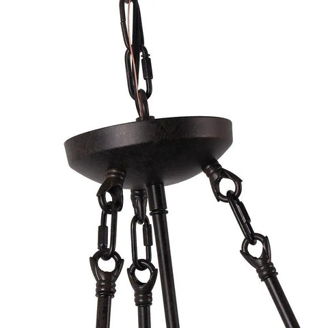 Close-up of mounting hardware for Round Wood And Metal Chandelier With Three Lights Dope Modern Farmhouse Pendant Lighting.