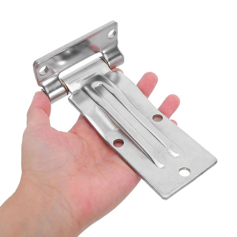 Beefy Heavy Duty Stainless Steel Trailer Door Hinge Set For Trailers, Containers, And Coastal Use, Corrosion Resistant, Quiet Operation, Easy Install, Triangle Hole Spacing 58x41mm, Built Tough For Marine And Outdoor Gear, held in hand
