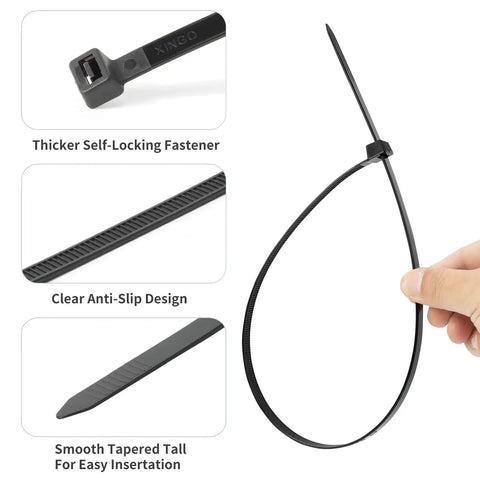 16 Inch Black Heavy Duty Zip Ties 100 Pack 200 Lbs Ultra Strong Plastic Cable Ties Extra Long Tie Wraps For Indoor And Outdoor Use UV Resistant