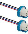 Ride Ready 9007 9004 HB1 HB5 Headlight Wiring Harness Socket Adapter with heat hardened ceramic plugs and wires.