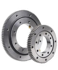 Rock Solid Slewing Bearing With Toothed Outer Ring 100X214X30MM 2 Module 105 Teeth Rotary Table showing gear teeth and metal structure.