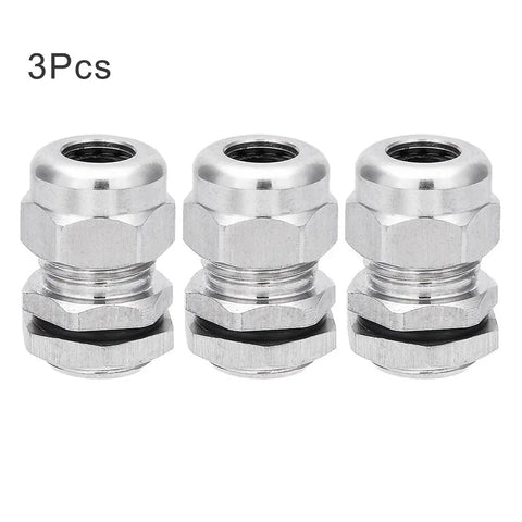 Beefy Industrial Grade Stainless Steel Waterproof Cable Gland PG9 For 4 To 8mm Cables Pack of 3 front view