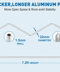 Diagram of aluminum pole with 1.5mm wall, 22mm diameter, 7.2ft height for Roomy Fourteen By Eleven Foot Beach Sun Shelter With UPF50 Plus Protection