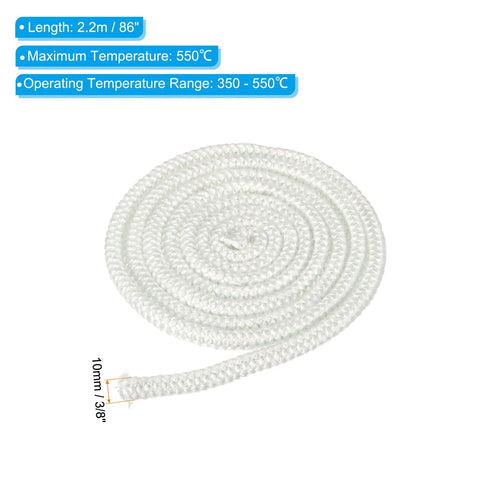 PATIKIL fiberglass round wood stove gasket, 3/8in x 86in, white rope seal for stove door