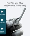 4 In 1 Pre Trip Inspection Tool For Truckers with laser-cut features held in gloved hand for easy tire depth and brake checks