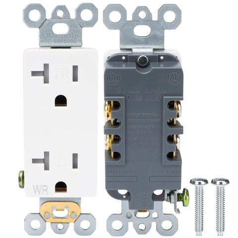 Real Deal Weatherproof Electrical Box Paired With A Beefy 20A Duplex Outlet NEMA 5 20R Surface Mount UL Listed Kit with screws