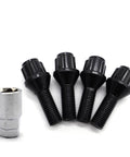 Black Lug Wheel Studs Kit Alloy Locking Bolts Nuts For BMW E30 E36 E46 E90 Series, black studs and silver key