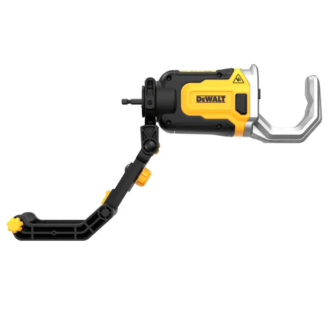Side view of Impact Connect PVC And PEX Cutter with Quick Change Brace Bracket, compatible with DEWALT drivers, for fast installation.