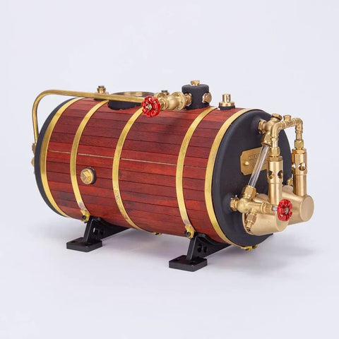 Copper Horizontal Steam Boiler With Insulation And Double Combustion Tube System, 850ml Capacity for model ship engines.