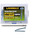 Exterior Pocket Hole Screws Blue Coated For Outdoor Use, Self Tapping Wood Screws with Coarse Thread, Box with Bit