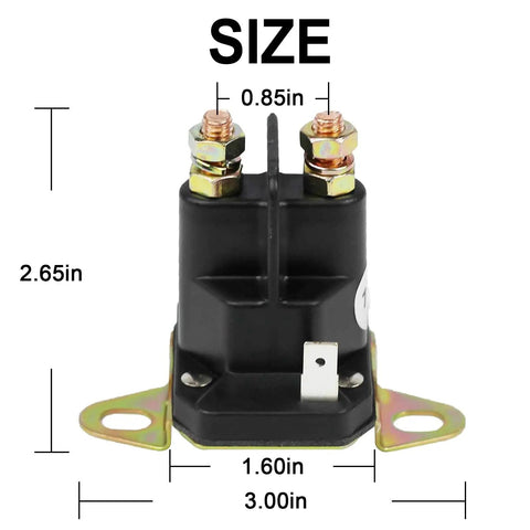 12V Starter Solenoid Relay Switch Replacement With 3 Terminals For 435-700 Husqvarna 539101714 Trom-Betta 812-1221-211 854-1221-210 93265-9 93265WR 93265-WR Durable Plastic Case With Copper Cadmium Contacts, 2.65in tall