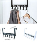 Heavy Duty 6 Hook Wall Mounted Metal Coat Rack Cabinet Door Hanger System For Hallway Bathroom And Kitchen Versatile Towel Organizer With No Sweat Quick Install, black version with hooks.